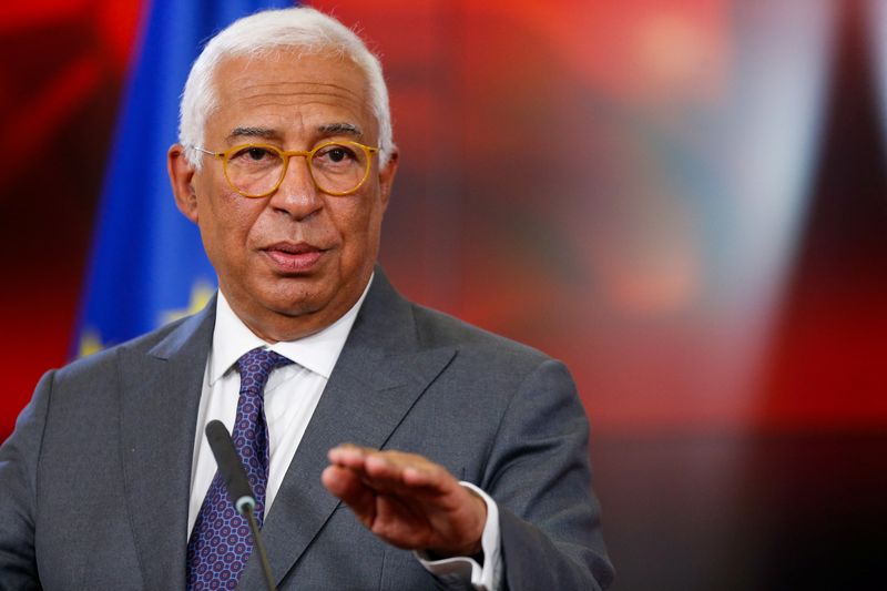 FILE PHOTO: European Council President Antonio Costa attends a press conference, in Skopje, North Macedonia, May 15, 2025. REUTERS/Ognen Teofilovski/ File Photo
