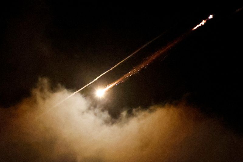 A missile launched from Iran towards Israel is seen from Ramallah, Israeli-occupied West Bank, June 16. REUTERS/Mohamad Torokman