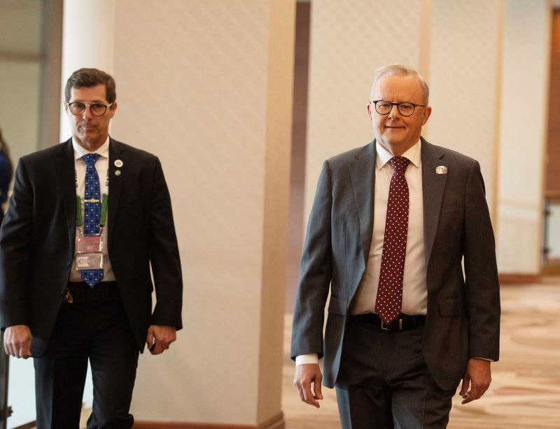 FILE PHOTO: Australian Prime Minister Anthony Albanese arrives for a meeting with Canadian Prime Minister Mark Carney a day before world leaders meet in Kananaskis for the G7 leaders' summit, in Calgary, Alberta, Canada June 15, 2025.  REUTERS/Todd Korol/File Photo