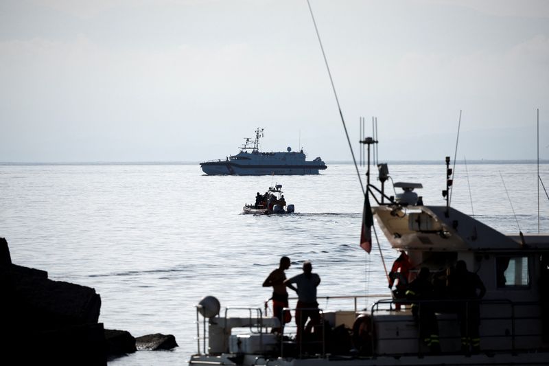 FILE PHOTO: Rescue boats with rescue personnel are seen at the scene where a luxury yacht belonging to British tech entrepreneur Mike Lynch sank off the coast of Porticello, near the Sicilian city of Palermo, Italy, August 23, 2024. REUTERS/Louiza Vradi/File Photo
