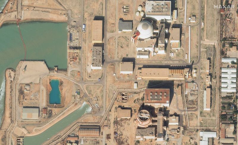 A satellite image shows the nuclear reactors at the Bushehr site in Iran in this handout image dated January 1, 2025. Maxar Technologies/Handout via REUTERS/File Photo