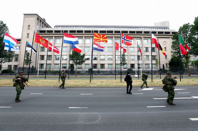 Police and members of the Dutch army patrol ahead of the NATO summit in The Hague, Netherlands June 23, 2025. REUTERS/Yves Herman