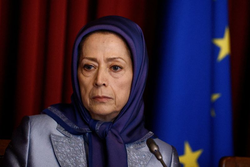 FILE PHOTO: Leader of People's Mujahedin of Iran (MeK) and president of National Council of Resistance of Iran (NCRI) Maryam Rajavi takes part in a meeting with Italian MPs, in Rome, Italy, July 12, 2023. REUTERS/Guglielmo Mangiapane/File Photo