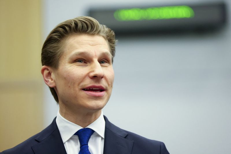 FILE PHOTO: Finnish Defence Minister Antti Hakkanen attends a meeting of the Ukraine Defense Contact Group on the eve of a NATO defence ministers' meeting at the alliance's headquarters in Brussels, Belgium February 12, 2025. REUTERS/Johanna Geron/ File Photo