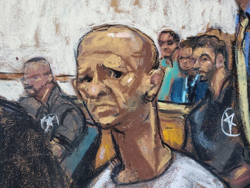 Former Venezuelan intelligence chief Hugo Carvajal appears at the Manhattan Federal Court for a hearing over the U.S. drug trafficking charges on him, following his extradition from Spain, in New York, U.S., July 20, 2023 in this courtroom sketch. REUTERS/Jane Rosenberg/File Photo