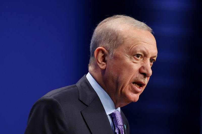 Turkey's President Tayyip Erdogan speaks during a press conference at the NATO summit in The Hague, Netherlands June 25, 2025. REUTERS/Piroschka Van De Wouw