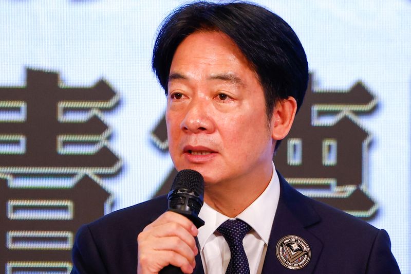FILE PHOTO: Taiwan President Lai Ching-te delivers a speech on anniversary of the end of World War Two in Europe in Taipei, Taiwan May 8, 2025. REUTERS/Ann Wang/File photo