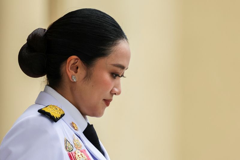 Thailand’s Prime Minister Paetongtarn Shinawatra looks on as she leaves for a royal oath-taking ceremony for the new cabinet, where she will be sworn in as the new minister of culture, after Thailand's Constitutional Court suspended her from duty as prime minister pending a case seeking her dismissal, at Government House in Bangkok, Thailand, July 3, 2025. REUTERS/Chalinee Thirasupa