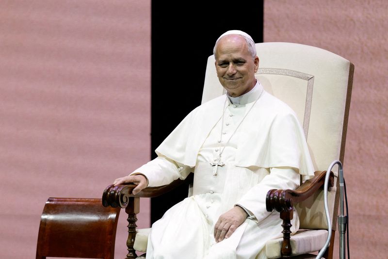 FILE PHOTO: Pope Leo XIV looks on during a meeting promoted by the Dicastery for the Clergy in Rome, Italy, June 26, 2025. REUTERS/Remo Casilli/File Photo