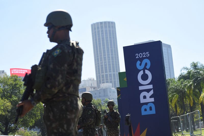 FILE PHOTO: Brazilian soldiers take part in a demonstration exercise ahead of the BRICS Presidential Summit in Rio de Janeiro, Brazil, July 5, 2025. REUTERS/ Tita Barros/File Photo