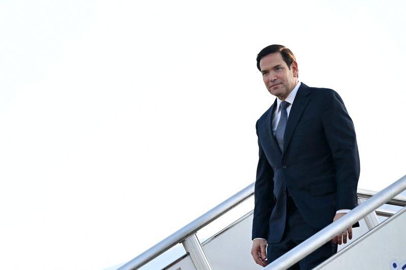 U.S. Secretary of State Marco Rubio deplanes upon arriving at Subang Air Base, near Kuala Lumpur, Malaysia, on July 10, 2025. Mandel Ngan/Pool via REUTERS