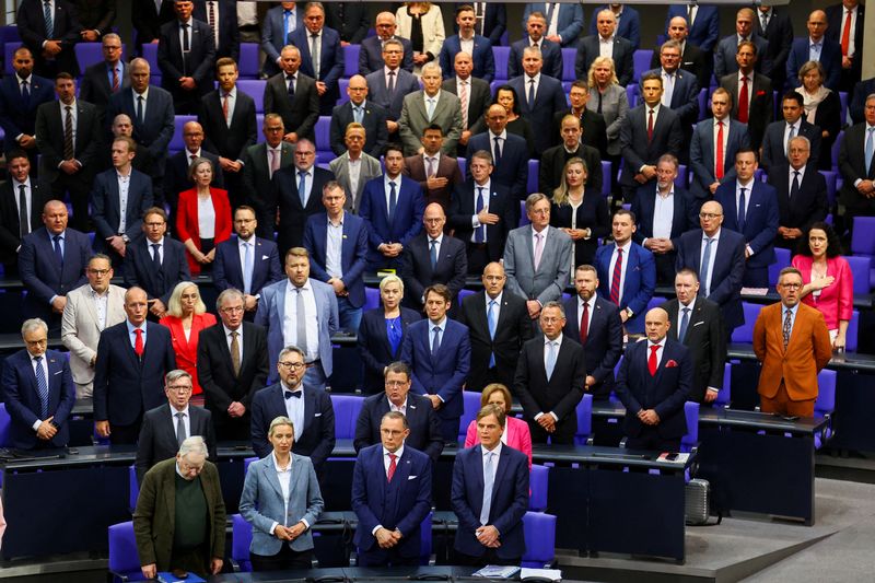 FILE PHOTO: A view of the far-right Alternative for Germany (AfD) fraction on the day of the inaugural session of Germany's lower house of parliament, the Bundestag, in Berlin, Germany, March 25, 2025. REUTERS/Lisi Niesner/File Photo