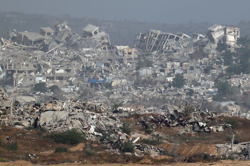 FILE PHOTO: A general view shows destruction in North Gaza, as seen from Israel, May 27, 2025 REUTERS/Amir Cohen/File Photo