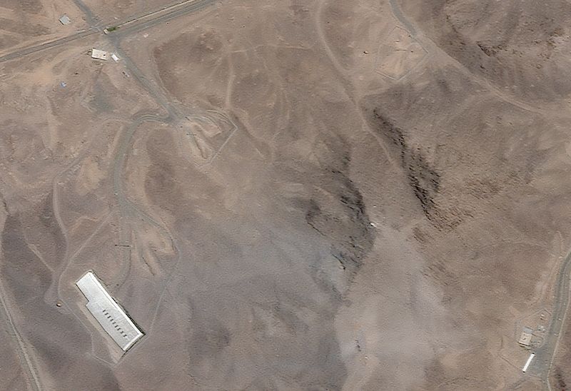 FILE PHOTO: Satellite image over Fordow, after the U.S. struck the underground nuclear facility, near Qom, Iran, June 22, 2025. 2025 Planet Labs PBC via REUTERS/File Photo