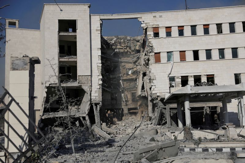 FILE PHOTO: A view of a destroyed building, after powerful airstrikes shook Damascus on Wednesday, targeting the defense ministry, as Israel vowed to destroy Syrian government forces attacking Druze communities in southern Syria and demanded their withdrawal, in Damascus July 16, 2025. REUTERS/Khalil Ashawi/File Photo