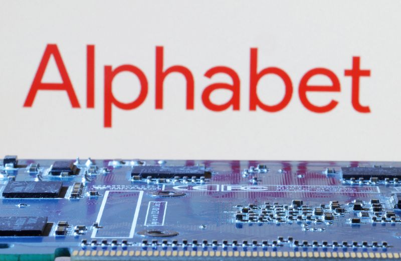 FILE PHOTO: Alphabet logo is seen near computer motherboard in this illustration taken January 8, 2024. REUTERS/Dado Ruvic/Illustration/File photo