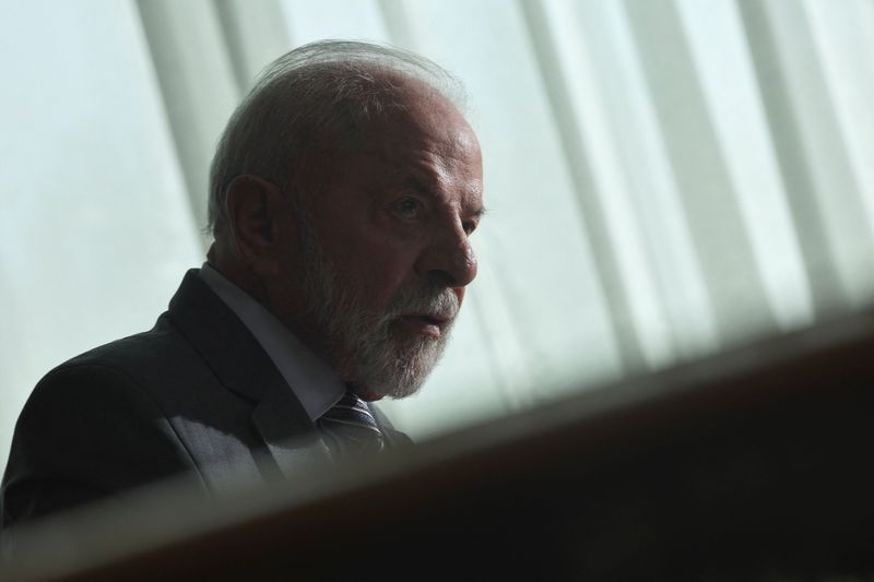 Brazil's President Luiz Inacio Lula da Silva looks on during an interview with Reuters at the Alvorada Palace, in Brasilia, Brazil, August 6, 2025. REUTERS/Adriano Machado