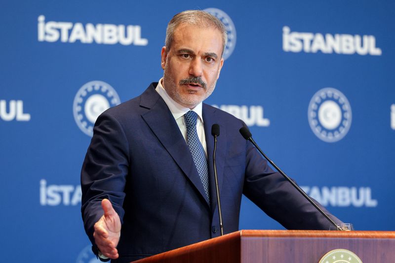 Turkey's Foreign Minister Hakan Fidan speaks during a press conference in Istanbul, Turkey, July 26, 2025. REUTERS/Murad Sezer/File Photo