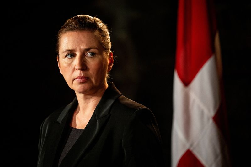 FILE PHOTO: Denmark's Prime Minister Mette Frederiksen attends a press conference after the contact committee meeting in Torshavn, Faroe Islands, June 17, 2025. Ritzau Scanpix/Ida Marie Odgaard/via REUTERS/File Photo