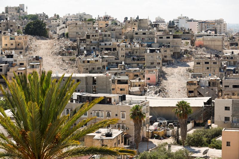 A general view of Tulkarm camp, showing new streets created by Israeli bulldozers after the demolition of Palestinian homes, in the Israeli-occupied West Bank, July 7, 2025. REUTERS/Raneen Sawafta/File Photo