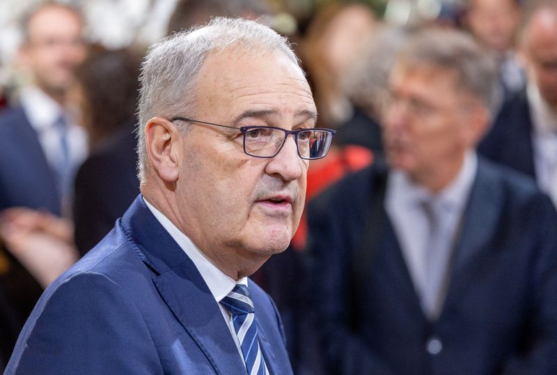 FILE PHOTO: Swiss federal councillor Guy Parmelin is seen at the Bundeshaus in Bern, Switzerland, November 6, 2024. REUTERS/Denis Balibouse/File Photo