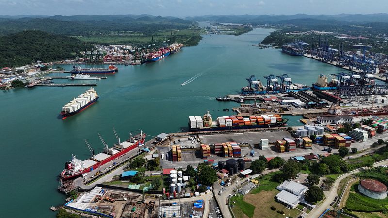 A drone view shows the Panama Canal area in Panama City, Panama, June 20, 2025. REUTERS/Enea Lebrun