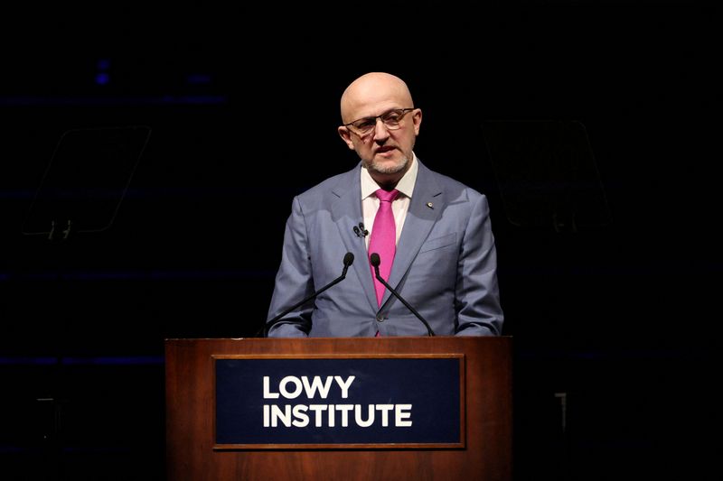 Mike Burgess, Australian Security Intelligence Organisation (ASIO) Director-General of Security, delivers the 2025 Lowy Lecture in Sydney, Australia, November 4, 2025. REUTERS/Hollie Adams