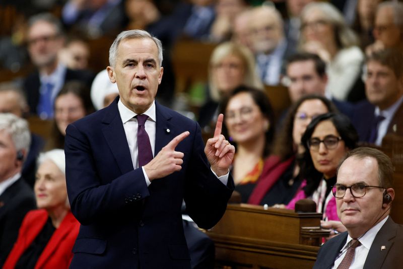 Canada's Prime Minister Mark Carney speaks during Question Period in the House of Commons on Parliament Hill in Ottawa, Ontario, Canada November 17, 2025. REUTERS/Blair Gable