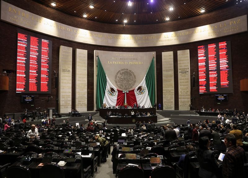 A view of Mexico's lower house of Congress on the day it proposed adjustments to the details of a contentious reform that abolishes several regulatory bodies, aiming to ensure compliance with the USMCA trade agreement, in Mexico City, Mexico November 21, 2024, REUTERS/Luis Cortes