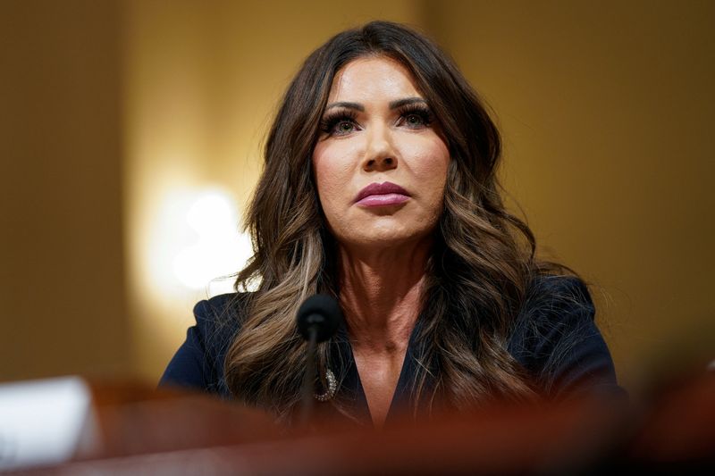 U.S. Homeland Security Secretary Kristi Noem attends a House Homeland Security hearing entitled "Worldwide Threats to the Homeland," on Capitol Hill in Washington, D.C., U.S. December 11, 2025.  REUTERS/Elizabeth Frantz