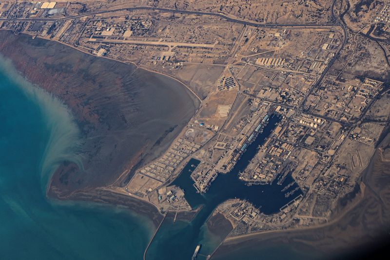 FILE PHOTO: An aerial view of the Iranian shores and Port of Bandar Abbas in the strait of Hormuz, December 10, 2023. REUTERS/Stringer/File Photo