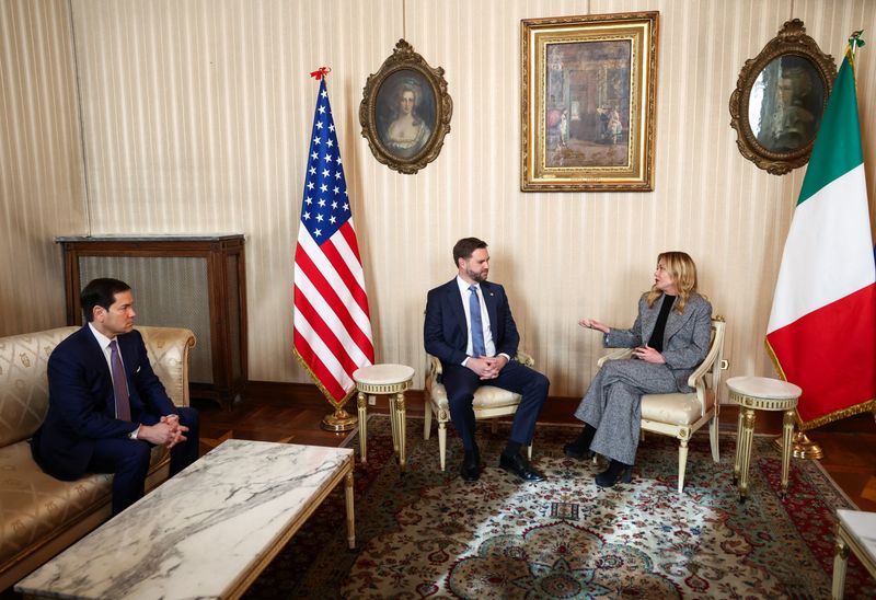 U.S. Secretary of State Marco Rubio attends U.S. Vice President JD Vance bilateral meeting with Italian Prime Minister Giorgia Meloni during Vance's visit to the Milano Cortina 2026 Winter Olympics in Milan, Italy, February 6, 2026. REUTERS/Kevin Lamarque/Pool