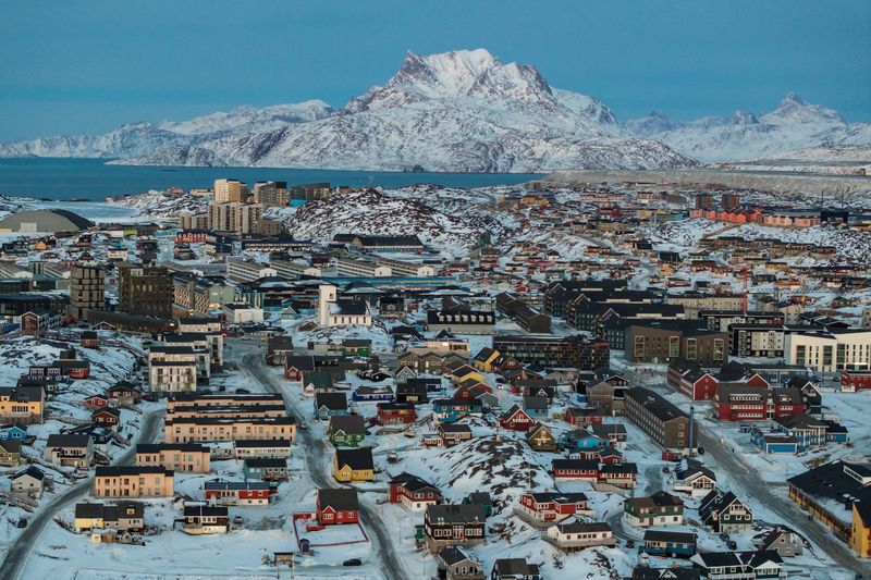 A drone view shows a general view of Nuuk, Greenland, January 25, 2026. REUTERS/Marko Djurica