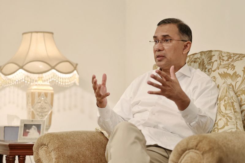 Chairman of the Bangladesh Nationalist Party (BNP) Tarique Rahman gestures during an interview with Reuters ahead of the national election, at his Gulshan office, in Dhaka, Bangladesh, February 6, 2026. REUTERS/Mohammad Ponir Hossain