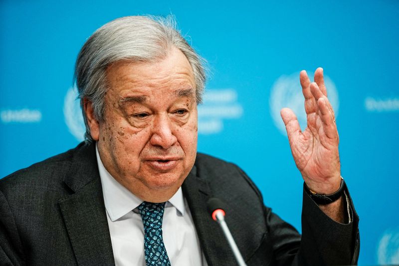 FILE PHOTO: United Nations Secretary-General Antonio Guterres speaks during a press conference outlining his priorities for 2026 at U.N. headquarters in New York City, U.S., January 29, 2026. REUTERS/Eduardo Munoz/File Photo