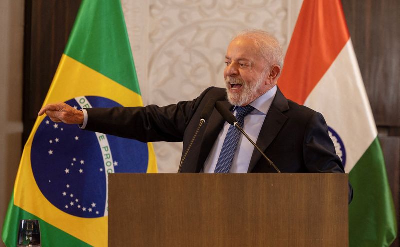 Brazilian President Luiz Inacio Lula da Silva gestures during a press conference in New Delhi, India, February 22, 2026. REUTERS/Adnan Abidi
