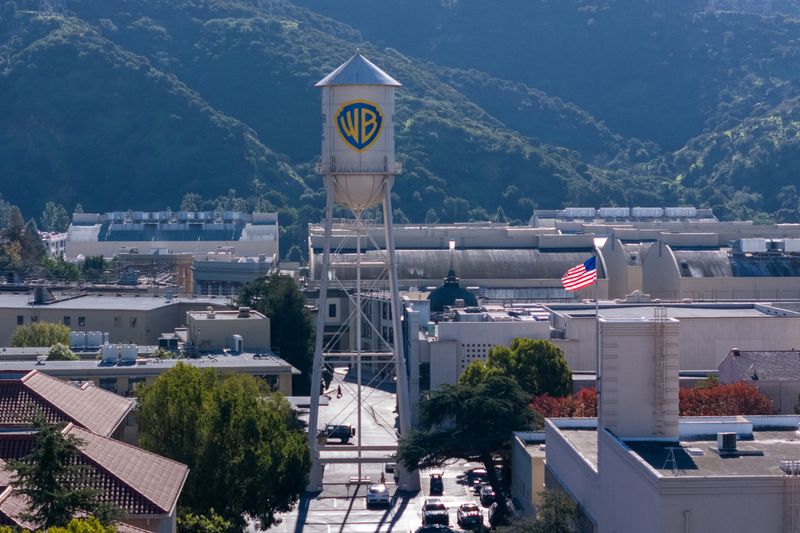 A drone view shows The Warner Bros. studio lot in Burbank, California, U.S., December 8,  2025. REUTERS/Mike Blake