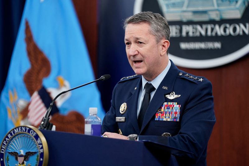 Chairman of the Joint Chiefs of Staff General Dan Caine holds a briefing amid the U.S.-Israeli conflict with Iran, at the Pentagon in Washington, D.C., U.S., March 2, 2026. REUTERS/Elizabeth Frantz