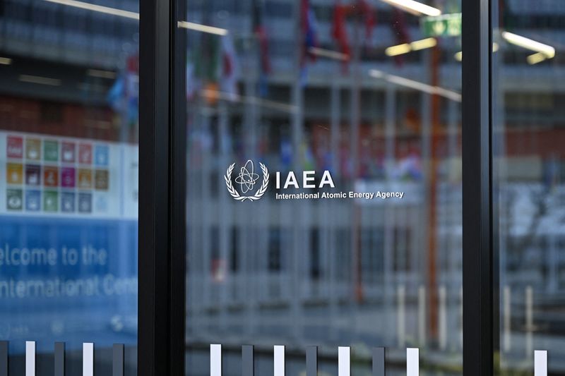 The IAEA logo is displayed in front of the agency’s headquarters in Vienna, Austria, January 30, 2026. REUTERS/Elisabeth Mandl