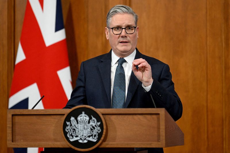 British Prime Minister Keir Starmer gives an update on the situation in the Middle East at Downing Street Briefing Room, in London, Britain, March 05, 2026. Jaimi Joy/Pool via REUTERS