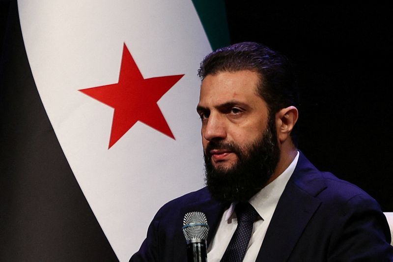 FILE PHOTO: Syrian President Ahmed al-Sharaa attends the Ministry of Awqaf conference titled "Unity of Islamic Discourse" at the Conference Palace in Damascus, Syria, February 16, 2026. REUTERS/Khalil Ashawi/File Photo