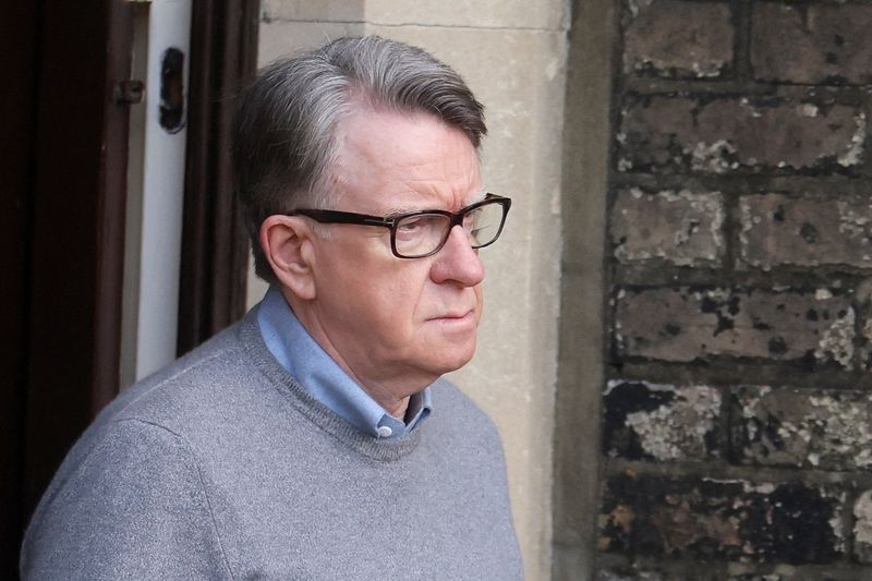 Former British ambassador to the U.S. Peter Mandelson walks out from his residence, as documents relating to the late 2024 appointment of Mandelson are expected to be released, following revelations of his ties to the late financier and convicted sex offender Jeffrey Epstein, in London, Britain, March 11, 2026. REUTERS/Hannah McKay