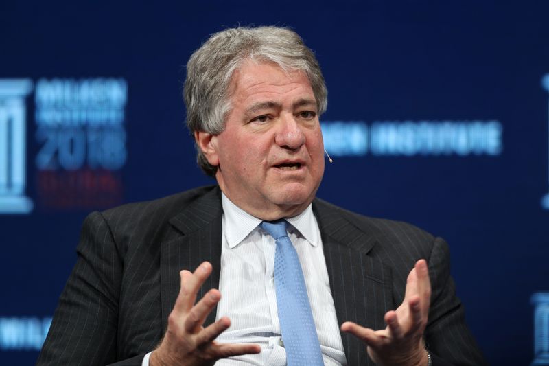 FILE PHOTO: Leon Black, Chairman, CEO and Director, Apollo Global Management, LLC, speaks at the Milken Institute's 21st Global Conference in Beverly Hills, California, U.S. May 1, 2018. REUTERS/Lucy Nicholson/File Photo