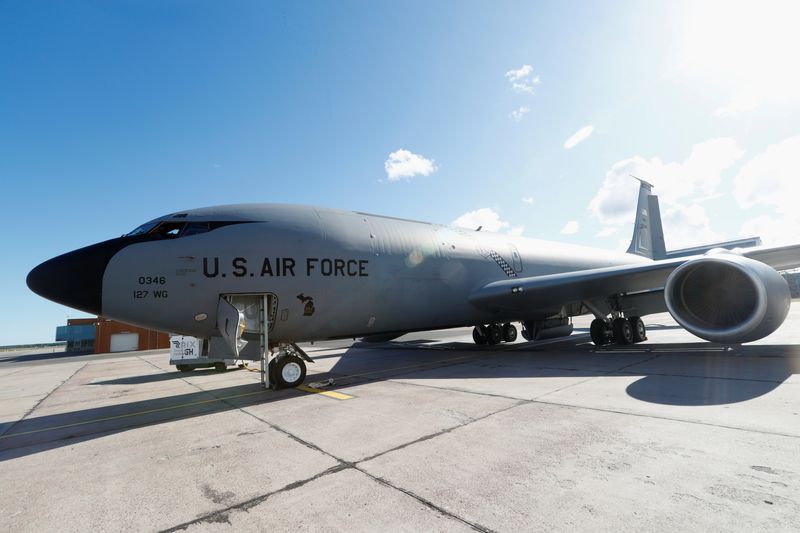 FILE: A U.S. Air Force KC-135 aerial refueling aircraft is seen at Riga International Airport, Latvia June 6, 2018. FILE PHOTO/REUTERS/Ints Kalnins