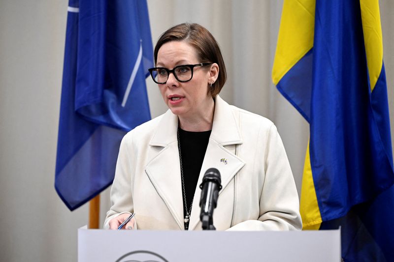 Sweden's Foreign Minister Maria Malmer Stenergard speaks during a press conference at the Hanalys 2026, the annual high-level dialogue between Sweden and Finland on foreign and security policy at the Swedish-Finnish Cultural Centre in Espoo, Finland, February 10, 2026. Antti Aimo-Koivisto/Lehtikuva/via REUTERS