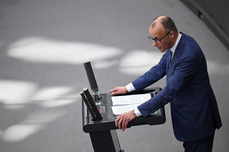 German Chancellor Friedrich Merz delivers a government declaration to Germany's lower house of parliament, the Bundestag, on the upcoming EU summit, in Berlin, Germany, March 18, 2026.  REUTERS/Annegret Hilse