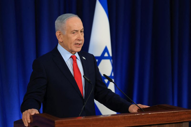 Israeli Prime Minister Benjamin Netanyahu speaks during a press conference, amid the U.S.-Israel conflict with Iran, in Jerusalem, March 19, 2026. REUTERS/Ronen Zvulun/Pool