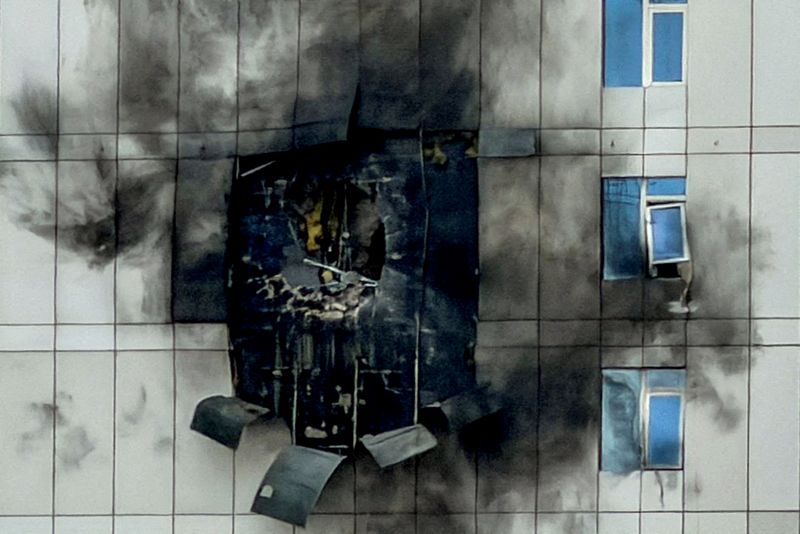 FILE PHOTO: A building that was damaged by an Iranian drone attack, after Israel and the U.S. launched strikes on Iran, in Juffair, Manama, Bahrain, March 1, 2026. REUTERS/Hamad I Mohammed/File Photo