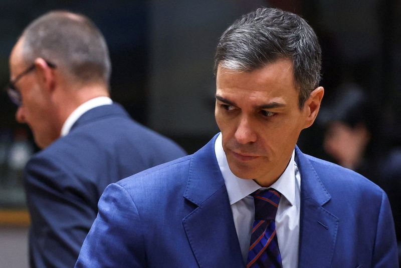 Spanish Prime Minister Pedro Sanchez ahead of a roundtable at a European Union leaders' summit in Brussels, Belgium, March 19, 2026. REUTERS/Yves Herman