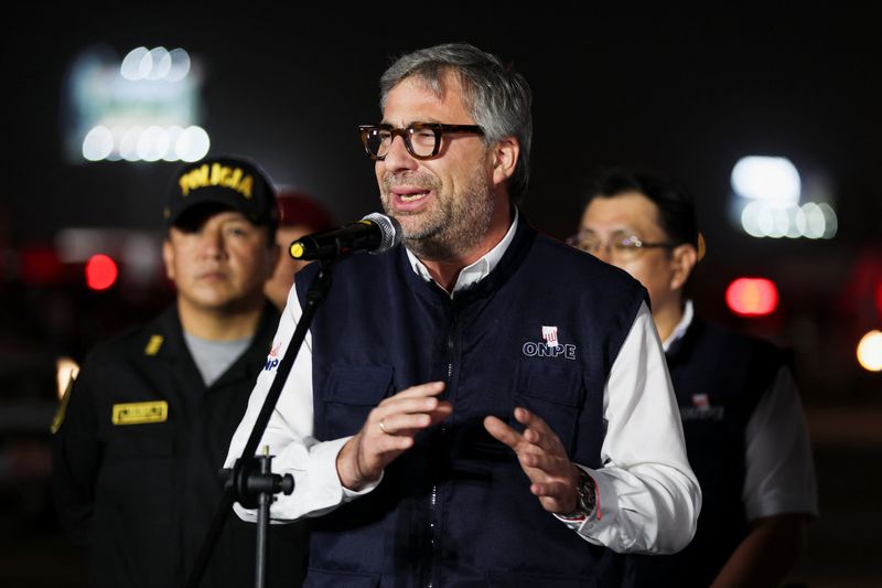 Piero Corvetto, head of the National Office of Electoral Processes (ONPE) speaks at a press conference, ahead of the April 12 general election, in Lima, Peru, April 10, 2026. REUTERS/Manuel Orbegozo
